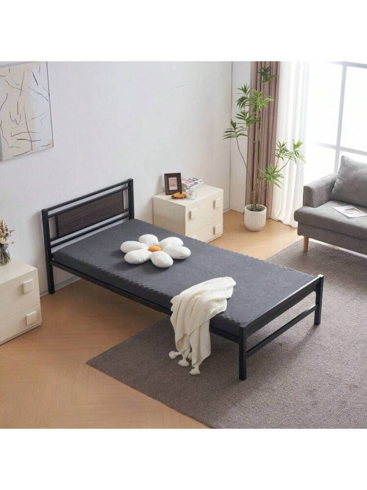 新作】【ブラック】パイプベッド シングル ベッド 宮 三段階高さ調整可