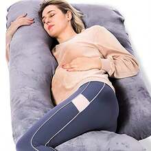 Pregnant Women's Pillow J-Shaped Whole Body Pillow With Velvet Cover, Suitable For Pregnant Women, - Grey - View 4