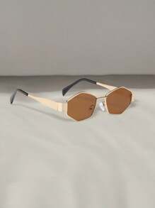 2pcs Fashion Metal Oval Frames Glasses Sets, PC Lenses, Suitable For Hiking And Outdoor Activities For Summer Beach Vacation,Outdoor,Travel