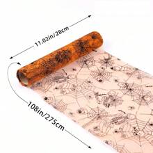 1 Stück Halloween Spinnennetz Cut Out Tischläufer, 100% Polyester Tüll, Party Tischdekoration Tuch, Heim Halloween Dekoration