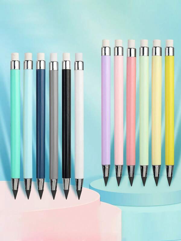 12 Lápis Ilimitados com Borracha - Permanentes, Sem Apontar, Dureza Hb, Ótimos para Esboçar, Pintar e Material Escolar, Material Escolar | Lápis de Cor | Lápis, Conjuntos de Lápis