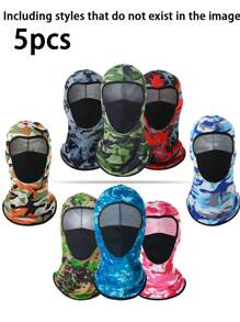5 Pcs/Set Outdoor Camouflage Versatile Headband Neck Gaiter Face Mask Cover Wind-Proof Sunscreen Motorcycle Neck Warmer