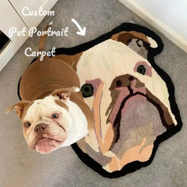 1 Stück Kundenspezifischer Haustier-Portrait Teppich, personalisierter Haustier-Teppich, kundenspezifisches Hunde-Portrait, Tier-Teppich, handgemachter Teppich, personalisiertes Geschenk, Geschenke für Haustiere, modisch, farbig, süß, einfach, Kawaii, einzigartige personalisierte maßgefertigte Geschenke, geeignet als Weihnachtsgeschenk, langanhaltend für Geburtstage, Valentinstag, Abschluss, Vatertag, Hochzeiten, Einweihungsparty, Sofa, Bett, Auto, Teeraum, Schlafzimmer, Badezimmer, Wohnzimmer, Esszimmer