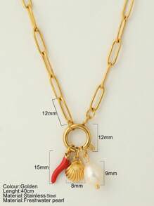 1 pièce Bijou personnalisé, collier de style océan avec pendentif à la mode en forme d'étoile de mer, de coquillage et de dauphin, collier à porter au quotidien