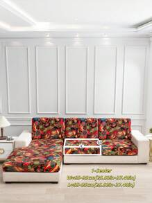 1 pezzo di Fodera per cuscino da divano in tessuto di seta di latte, antiscivolo ed elastica, decorativa con stampa a foglie, effetto lucido e motivi geometrici, adatta per animali domestici, per uso in tutte le stagioni, primavera/estate/autunno/inverno