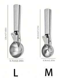 1pc Stainless Steel Ice Cream Scoop, Perfect For Frozen Yogurt, Multi-Functional Ice Cream Scoop, Stainless Steel Double Use Scoop, Non-Stick Ice Cream Scoop With Comfortable Anti-Frost Handle, Heavy Duty Metal Ice Cream Scoop With Trigger, Sturdy Stuffing Scoop, Home Ice Cream Tools Scoop, Easy To Clean, Suitable For Ice Cream, Cookie Dough, Sorbet, Almond, Ideal For Kitchen, Dessert Shop And Western Restaurant.