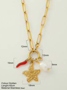 1 pièce Bijou personnalisé, collier de style océan avec pendentif à la mode en forme d'étoile de mer, de coquillage et de dauphin, collier à porter au quotidien