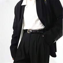 Cinto Casual Feminino CKiruv com Fivela Dourada - Estilo Versátil de Calça Jeans de Perna Reta, Disponível nas Cores Preto e Marrom, Adequado para Uso Casual, Festas e Mais | Correia Distintiva | Fivela Dourada de Metal