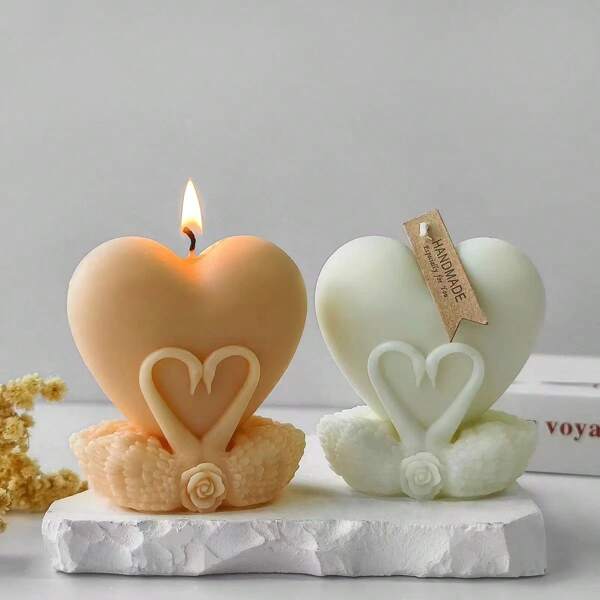Stampo di silicone per candele a forma di cigno a forma di cuore