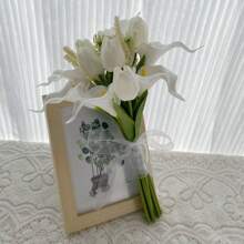 Bridal Bouquet Bridesmaid Holding Flower Real Touch Calla Lily Artificial Flowers Wedding Bridal Bouquet Floral Arrangements Decor,Wedding Photography Props Bridal Bouquets