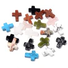 paquete de 5 abalorios cruzados de piedra natural, cuentas de piedra de 12*16mm, accesorios DIY de joyería, decoración de pulseras para el verano