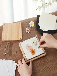1 Wooden Flower Pressing Kit, DIY Specimen Preservation, Mixed Color Drying Bag For Flowers And Leaves, Craft Tools - Multicolor - View 1