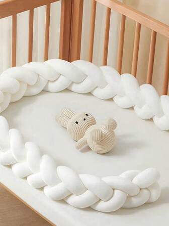 1 件婴儿床编织长衬垫护栏垫防撞杆套，加厚防护保险杠装饰，适用于幼儿园