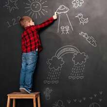 1 Roll Of Children's Graffiti Blackboard Wall Stickers, Removable, Erasable And Tearable Office Teaching Green Board Wall Stickers Blackboard Wallpaper Whiteboard Stickers, Free Five Colors Of Chalk, Durable Dry Erase Waterproof Self-Adhesive Wallpaper Message Board, Suitable For Office, School, Home