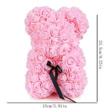 1 pieza Oso de Rosa - Flor Artificial - Peluche de Oso con Flor de Rosa - Hecho de Material PE - Regalo de Cumpleaños - Regalo del Día de San Valentín - Regalo de Navidad - Regalo de Halloween - Regalos - Regalo Perfecto - Juguete