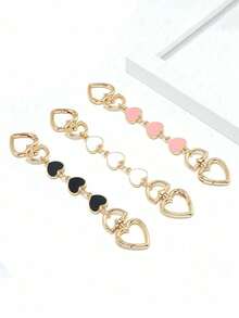 1pc/2pcs Heart & Moon White Chain Extension, 6.3 Inch & 6.5 Inch, Wallet Accessories Handbag Strap Extension Chain, For Handbag, Purse, Pouch, Y2K Accessories, Bag Strap Extender, Replacement Chain For Handbag, Crossbody, Shoulder Bag - Multicolor - View 10