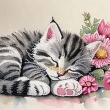 1 Set 5D DIY Diamond Painting Kit - Cartoon Animal Pattern Design, Partial Diamond Crystal Canvas, Suitable For Home Office Decor, Theme: Character, Main Material: Canvas (11.8" X 11.8")