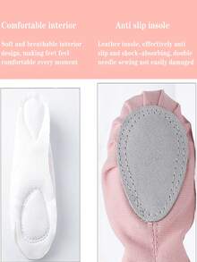 Women's Black Ballet Dance Shoes Pink, Red, Light Pink&Brown Comfortable Soft Soles Ballet Shoes, Breathable Canvas Dance Practice Shoes, Yoga Shoes, Indoor Slippers (Girls/Children/Older Children) - Pink - View 4