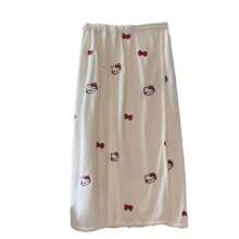 Sanrio 1 pièce Ensemble de serviettes - Ensemble de serviettes de bain en polaire de corail avec motif de chaton, serviette de douche douce et absorbante, cadeau pour un anniversaire