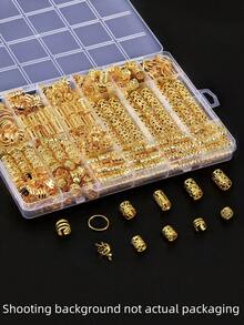 220pcs Summer Gold Hair Accessories, Loc Jewelry For Braids, Women's Hair Jewelry, Metal Hair Ring Cuff For Dreadlocks Accessories, Hair Braid Beads Decoration Boho