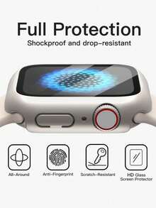 Bộ 3 trong 1 thời trang mới bằng silicon khắc họa tiết da báo, bao gồm dây đeo đồng hồ, miếng dán bảo vệ màn hình và ốp lưng kính bảo vệ, tương thích với Apple Watch 38mm 40mm 41mm 45mm 44mm 42mm 46mm 49mm và Ultra Series Ultra 11 10 9 8 7 6 5 4 3 2 1 SE. Dây đeo thoải mái và thoáng khí, chống trầy xước, chống nước, chống sốc, phù hợp cho cả nam và nữ. - Starlight - Xem 7