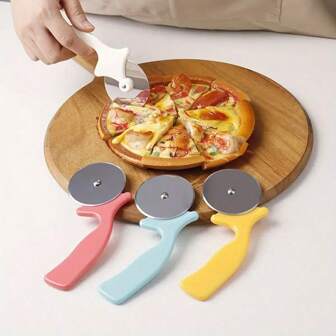 1/4 件创意不锈钢 PP 手柄披萨切刀、煎饼面包馅饼糕点烘焙圆形滚筒刀厨房工具