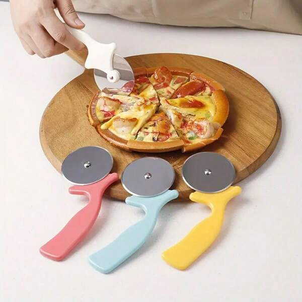 1/4 Stücke kreative Edelstahl-PP-Griff Pizzaschneider, Pfannkuchen Brot Kuchen Gebäck runder Roller Messer Küchenwerkzeug