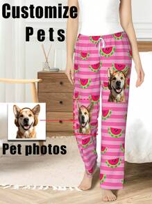 1 pieza Pantalones de pijama personalizados para mujer, con tema de mascotas personalizado, mejor regalo para vacaciones, lindo, divertido personalizado, regalo personalizado único para ella, aniversario de novia/esposa, cumpleaños, ocasión festiva