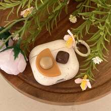 3D handgemachte Stein Kaffee Spritzer geometrische Kopfhörertasche + Anhänger kompatibel mit Apple Pro 2 / Pro / 4 / 3 / 2, modische Frauen Kopfhörertasche / minimalistisch Kopfhörertasche / stilvolle Kopfhörertasche / Apple Kopfhörertasche