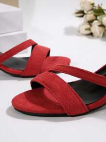 Elegante, sexy Sandalen mit rundem Zehenbereich und Knöchelriemen für Damen, modischer, lässiger Göttin-Stil mit dickem Absatz, verstellbar, Sommerschuhe