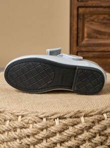 1 Coppia di ballerine in pelle per ragazze, punta rotonda con fiocco tartan, in morbida pelle, adatte per spettacoli o scuola, scarpe da principessa piatte e alla moda per vestire