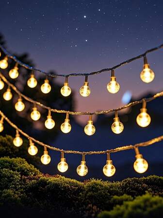 1 Pc Crystal Ball Shaped Led String Lights,20/30/50/100/200 LED , Outdoor Waterproof String Lights, LED Garden Yard Garland Lights Garden Solar Garden Decoration, Waterproof Solar Patio Lights, Solar Fairy Lights For Garden Yard Porch Wedding Party Decor