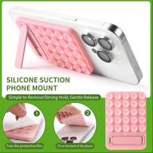 Soporte de teléfono móvil de silicona con ventosa doble cara, accesorio de teléfono móvil de manos libres, soporte para selfie y video, accesorio para teléfono y teléfono móvil Android, ventosa de silicona de fuerte adherencia adecuada para una variedad de escenarios utilizada para sostener el teléfono y evitar que se caiga, accesorios de selfie para teléfono móvil