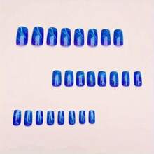 24 pegatinas cuadradas personalizadas para uñas con diseño elegante y luz azul oceánica relajante
