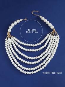 1pc Multi-Layer Luxury Pearl Necklace Pendant, Suitable For Ladies - Gold - View 8