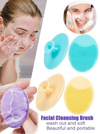 5-In-1 Facial Cleansing Brush Set - Oval Handheld Cleanser (With Shampoo Massage Brush), Gentle Exfoliating & Massage Facial Brush, Skincare Tools, Travel Kit, Face Wash, Cleaning. Mother's Day Gift, Birthday Gift