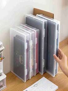 1pc Double Buckle Compartment Storage Box, Simple Plastic DIY Organizer Box For Hardware, Beads, Jewelry Parts - Clear - View 9