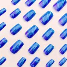 24 pegatinas cuadradas personalizadas para uñas con diseño elegante y luz azul oceánica relajante