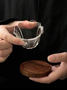 1 Set Glass Cup & Saucer, Japanese Style Transparent Heat-Resistant Small Wine Glass & Tea Cup, Suitable For Enjoying Tea Time, Applicable For Kitchen, Dining Room, Living Room, Wedding, Party, Gift, Birthday, Christmas, Kitchen Drinkware