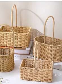 Rattan Hand-Blumenarrangement Blumenkunst Imitation Rattan handgewebt Blumenladen Weide Blumenkorb Wohnzimmer Dekoration Foto Gartenkorb . oval