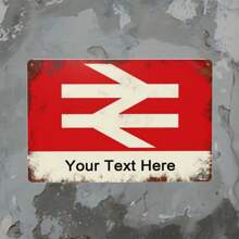 1pc Customizable Vintage Metal Railway Sign - Personalized Name/Text Retro Train Station Plaque 8x12 Inch (20x30cm) Farmhouse Wall Decor, Suitable For Home, Office Or Gift, Customized Present | Vintage Railway Decor | Metal Sign, Train Decor, 2D Flat Style, Perfect For Room Decoration