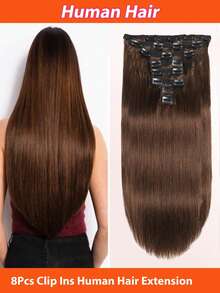 8 件/套 直发夹式接发 真人发 8 至 28 英寸 巴西雷米直发 巧克力棕色