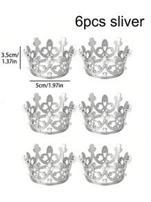 1/6pcs Mini Crown Cake Topper, Mini Crown For Flower Arrangements Bouquets, Small Tiara Crown Birthday Cupcake Topper For Birthday Wedding Party Favors,Christmas