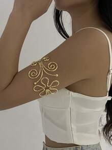 1pc Ladies' Armband, Simple Hollow Metal Butterfly Flower Opening Armband, Fashionable And Versatile Asymmetrical Armband - Multicolor - View 1