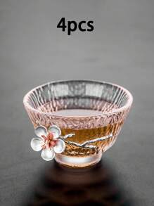 1 pieza/2 piezas/4 piezas Taza de té de vidrio con textura de martillado, vidrio resistente al calor, elegante para el té de la tarde, taza de expreso, taza de té, adecuada para fiestas de té, reuniones, fiestas y uso diario en el hogar, de vuelta a la escuela