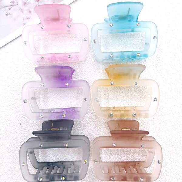 6pcs Geometric Pattern Bohemian Style Plastic Hair Clips, Elegant & Cute For Women, Suitable For Thick Or Thin Hair, Non-Slip, Versatile For All Seasons Summer Hair Claws Claw Clips Hair Jaw Clip Hair Clamps Hair Clutch Hair Catcher Clip