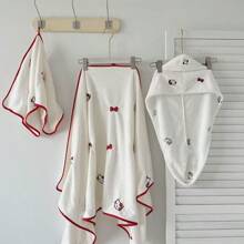 Sanrio 1 pièce Ensemble de serviettes - Ensemble de serviettes de bain en polaire de corail avec motif de chaton, serviette de douche douce et absorbante, cadeau pour un anniversaire
