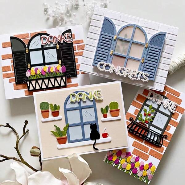 1PC Window Scenery Metal Cutting Dies, New Arrival Die Cuts, Embossing Stencils For DIY Crafting Scrapbooking Supplies, Template Mould, Photo Album Decorative Paper Die Cuts For Card Making, DIY Craft Decoration