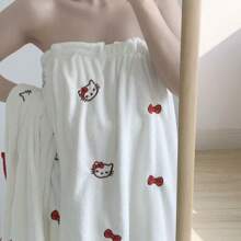 Sanrio 1 pièce Ensemble de serviettes - Ensemble de serviettes de bain en polaire de corail avec motif de chaton, serviette de douche douce et absorbante, cadeau pour un anniversaire