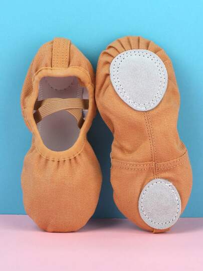 Sapatilhas de balé infantis com sola macia, cor bege, para meninas, sapatilhas de balé para bebês